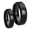 American Atheist Beveled Brush Black Tungsten Couple Band Set
