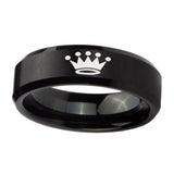 10mm-Crown-Beveled-Edges-Brush-Black-Tungsten-Carbide-Men's-Promise-Rings