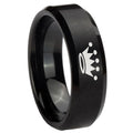 10mm Crown Beveled Edges Brush Black Tungsten Carbide Men's Promise Rings