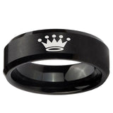 10mm Crown Beveled Edge Brush Black Tungsten Ring