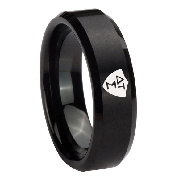8mm-Greek-CTR-Beveled-Edges-Brush-Black-Tungsten-Carbide-Mens-Ring-Personalized