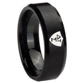 8MM Greek CTR Beveled Brushed Black Tungsten Mens Ring