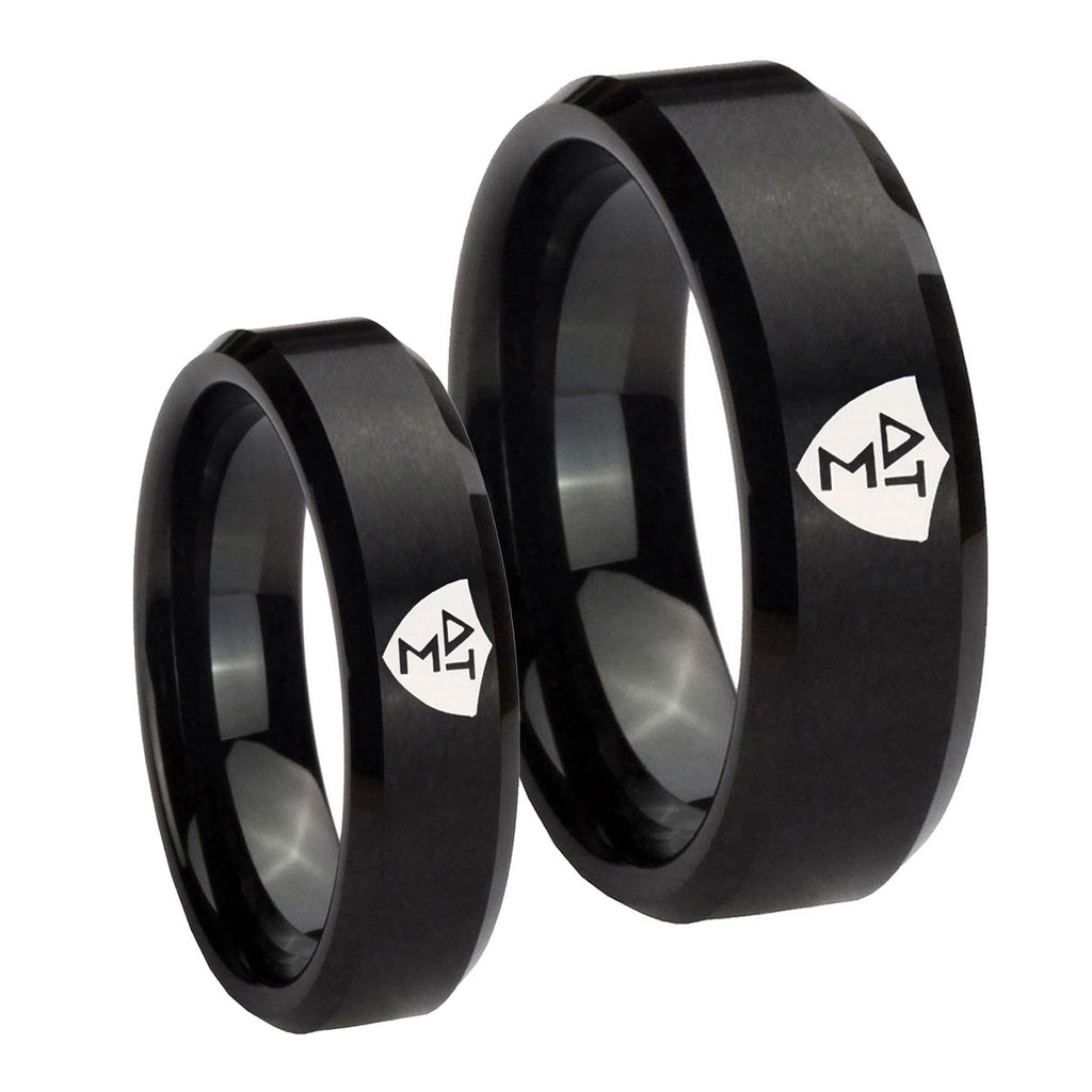Greek CTR Beveled Edges Brush Black Tungsten His and Hers