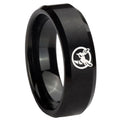 10mm Honey Bee Beveled Edges Brush Black Tungsten Carbide Men's Wedding Band