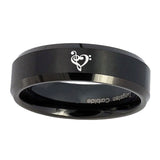 10mm-Music-&-Heart-Beveled-Edges-Brush-Black-Tungsten-Carbide-Mens-Ring