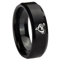 8MM Music And Heart Beveled Brushed Black Tungsten Wedding Band