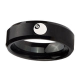 10mm-8-Ball-Beveled-Edges-Brush-Black-Tungsten-Carbide-Personalized-Ring