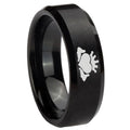 10mm Claddagh Design Beveled Edges Brush Black Tungsten Carbide Promise Ring