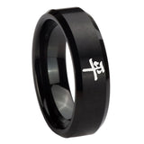 10mm-Kanji-Peace-Beveled-Edges-Brush-Black-Tungsten-Carbide-Wedding-Band-Ring