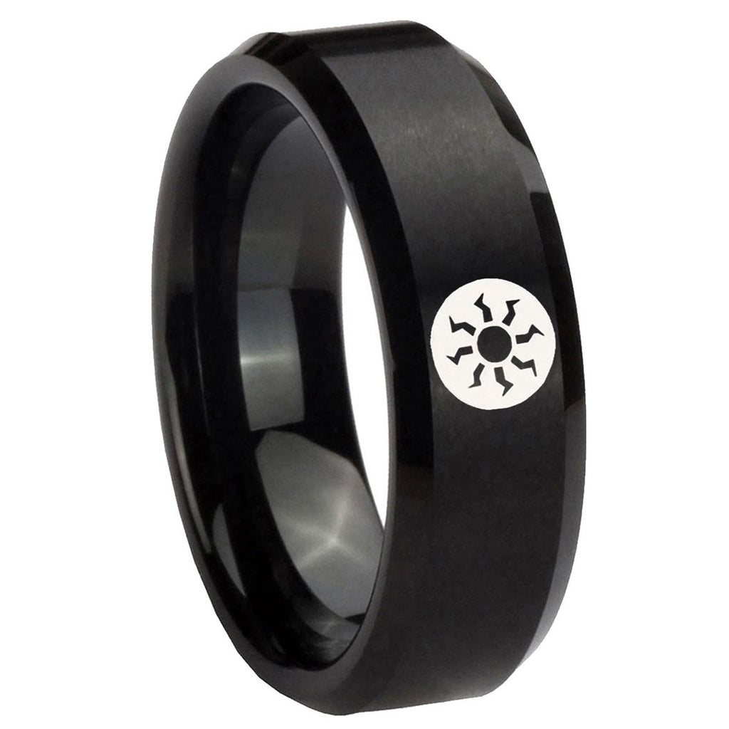 8MM Magic The Gathering Beveled Brushed Black Tungsten Band