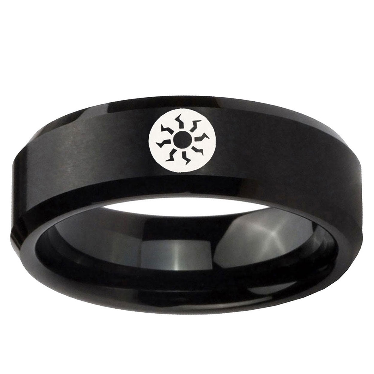 5MM Magic The Gathering Beveled Brushed Black Tungsten Band