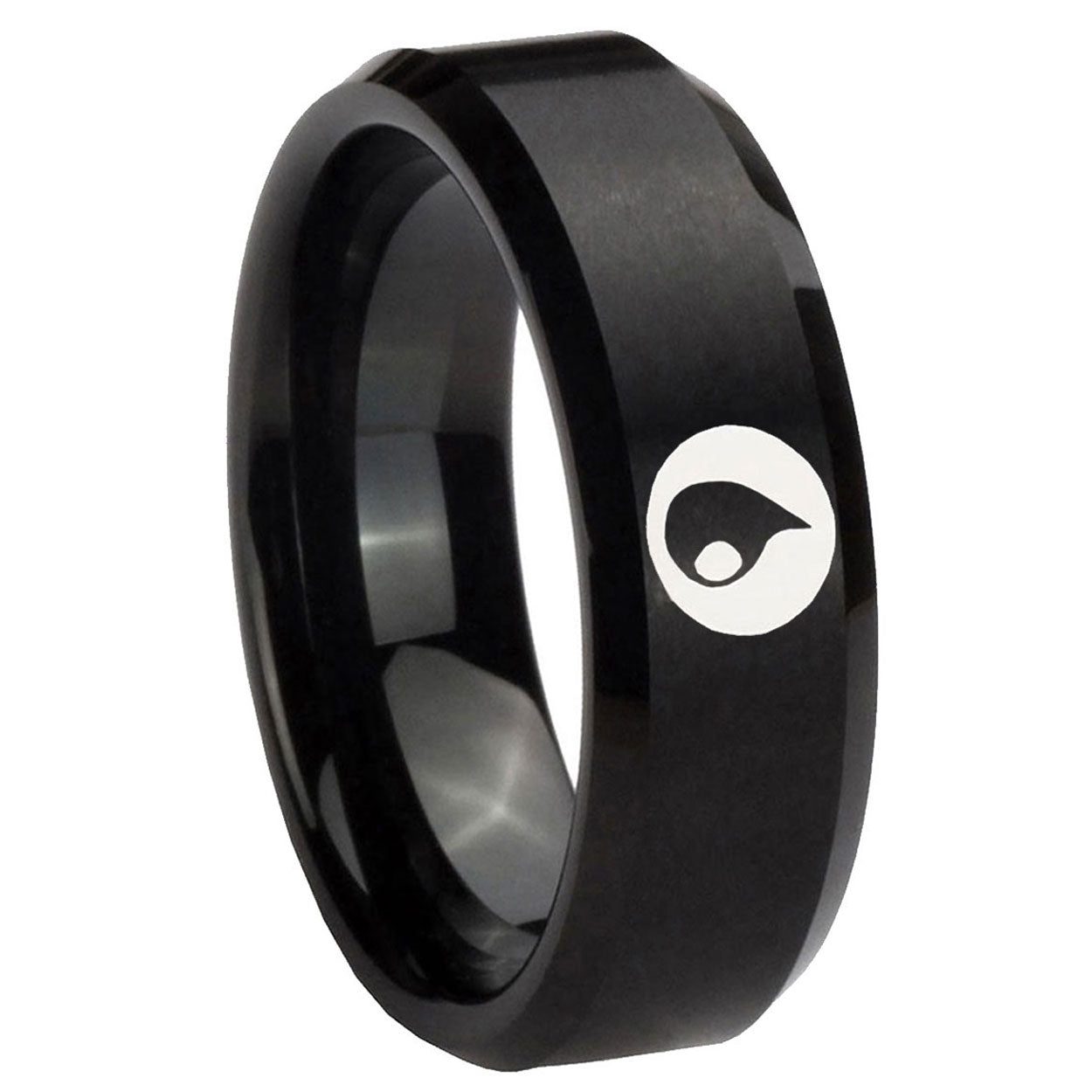 10mm Magic Gathering Beveled Edges Brush Black Tungsten Anniversary Ring
