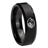 10mm-Mario-Boo-Ghost-Beveled-Edges-Brush-Black-Tungsten-Carbide-Bands-Ring