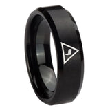 10mm-Masonic-Yod-Beveled-Edges-Brush-Black-Tungsten-Carbide-Custom-Ring-for-Men