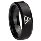 10mm Masonic Yod Beveled Edges Brush Black Tungsten Carbide Custom Ring for Men