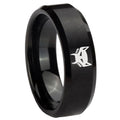 8MM Maximal Beveled Brushed Black Tungsten Promise Ring Guys