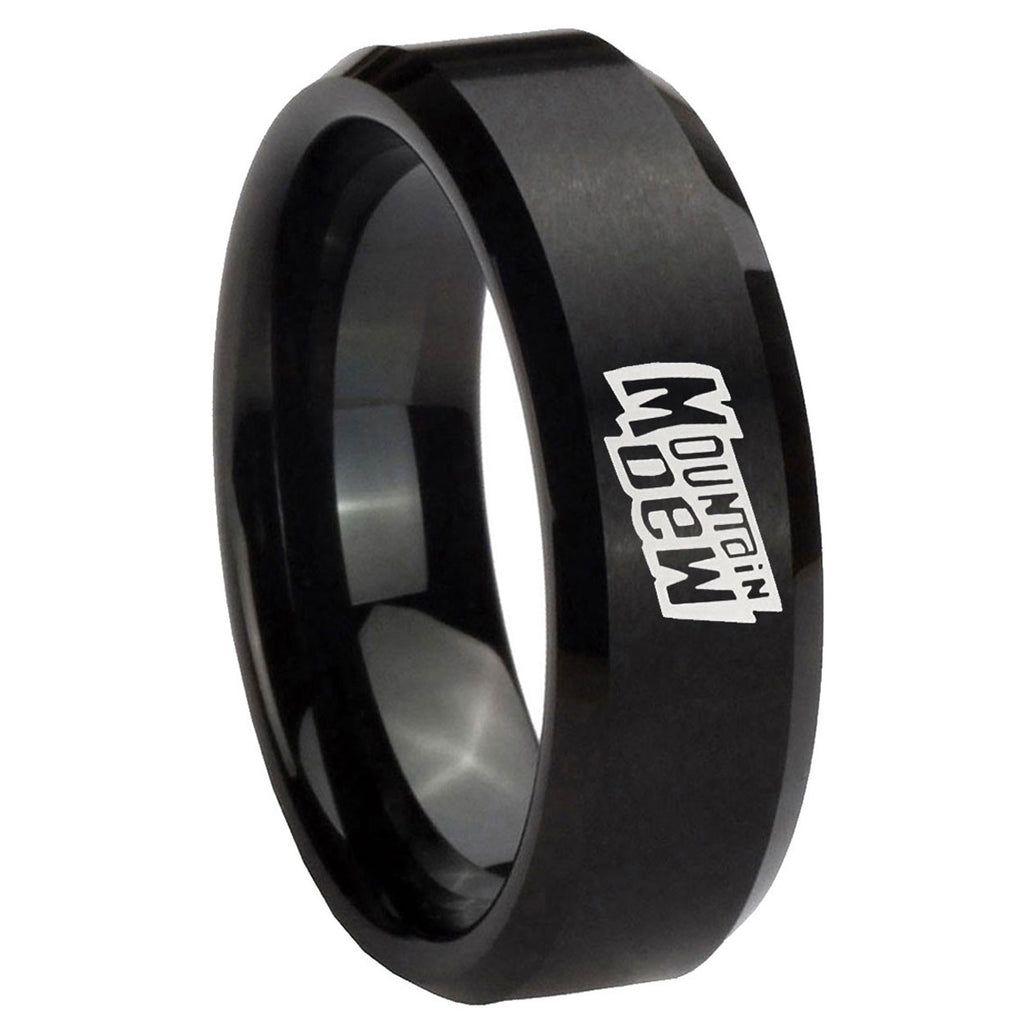 8MM Mountain Dew Beveled Brushed Black Tungsten Comfort Fit Ring