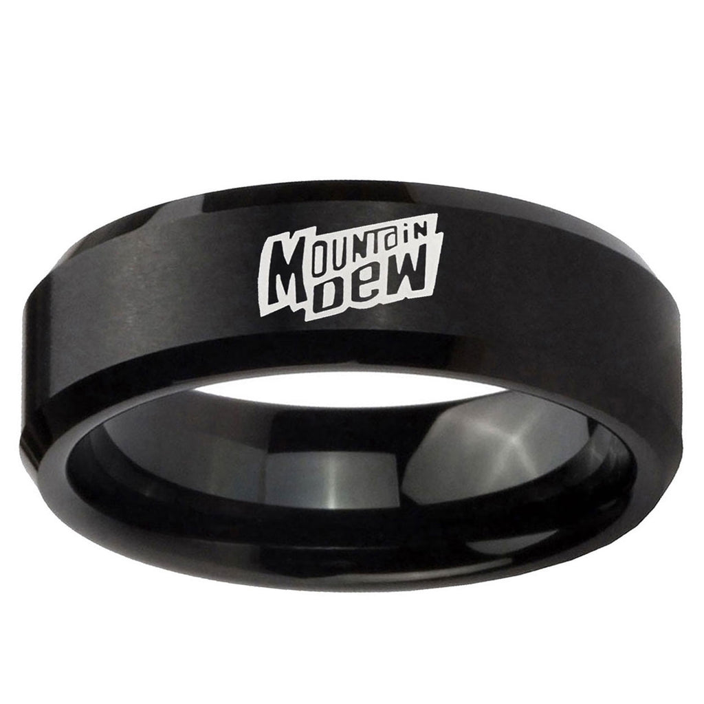 5MM Mountain Dew Beveled Brushed Black Tungsten Comfort Fit Ring