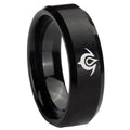 10mm Naga Beveled Edges Brush Black Tungsten Carbide Mens Bands Ring