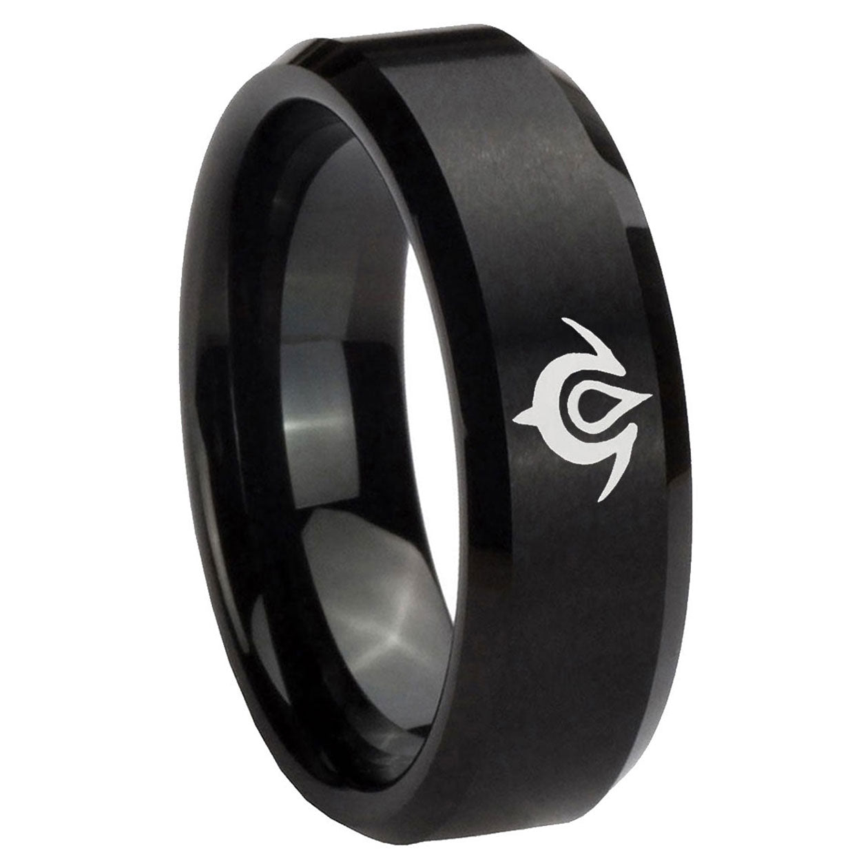 10mm Naga Beveled Edges Brush Black Tungsten Carbide Mens Bands Ring