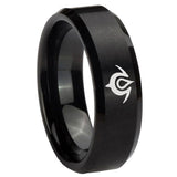 8mm Naga Beveled Edges Brush Black Tungsten Carbide Men's Band Ring