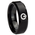 8MM Power Beveled Brushed Black Tungsten Comfort Fit Ring