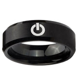 5, 8mm Power Beveled Edge Brush Black Tungsten Ring