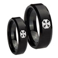 Resident Evil Beveled Edges Brush Black Tungsten Mens Band Set