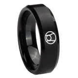 8mm Red Lantern Beveled Edge Brushed Black Durable Wedding Bands For Her
