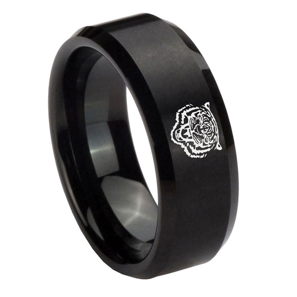 10mm-Lion-Beveled-Edges-Brush-Black-Tungsten-Men's-Engagement-Ring