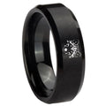 8MM Wolf Beveled Brushed Black Tungsten Mens Wedding Band