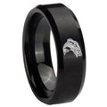 10mm Fishing Beveled Edges Brush Black Tungsten Men's Engagement Ring