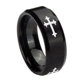 8mm-Christian-Cross-Religious-Beveled-Edges-Brush-Black-Tungsten-Mens-Engagement-Ring