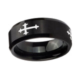 10mm-Christian-Cross-Religious-Beveled-Edges-Brush-Black-Tungsten-Men's-Engagement-Ring