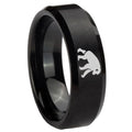 10mm Chimpanzee Beveled Edges Brush Black Tungsten Men's Engagement Ring