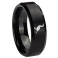 10mm Cormorant Beveled Edges Brush Black Tungsten Men's Engagement Ring