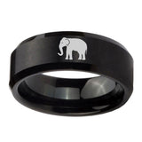 10mm-Elephant-Beveled-Edges-Brush-Black-Tungsten-Men's-Engagement-Ring