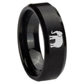 10mm Elephant Beveled Edges Brush Black Tungsten Men's Engagement Ring