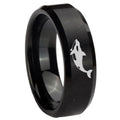 8MM Killer Whale Beveled Brushed Black Tungsten Engravable Ring