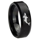 8mm Keller Whale Beveled Edges Brush Black Tungsten Carbide Rings for Men