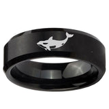 5, 8mm Keller Whale Beveled Edge Brush Black Tungsten Ring