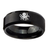 10mm-Octopus-Beveled-Edges-Brush-Black-Tungsten-Men's-Engagement-Ring