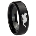 10mm Otter Beveled Edges Brush Black Tungsten Men's Engagement Ring