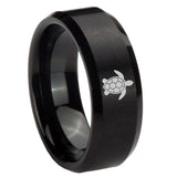 8mm Sea Turtle Beveled Edge Brushed Black Durable Wedding Bands For Her