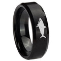 10mm Shark Beveled Edges Brush Black Tungsten Men's Engagement Ring