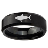 5, 8mm Shark Beveled Edge Brush Black Tungsten Ring