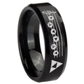 8MM Ocarina Songs Zelda Beveled Brushed Black Tungsten Wedding Band