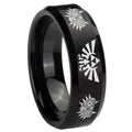 8MM Zelda Majora's Mask Beveled Brushed Black Tungsten Wedding Band