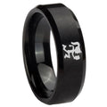 10mm Hatchet Woman Beveled Edges Brush Black Tungsten Men's Engagement Ring
