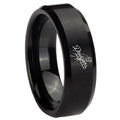 10mm LA Dogers MLB Baseball Beveled Brush Black Tungsten Men's Wedding Band